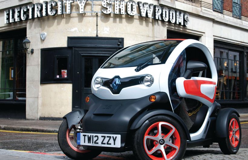 Renault Twizy parked front in city